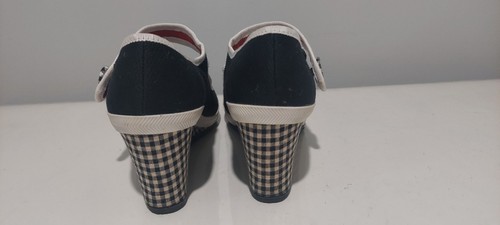 Keds Women's Black And White Checked Strappy Wedge Heel WF29810 Size 6.5 - Picture 2 of 7