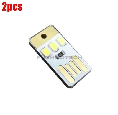 2Pcs White Led Night Light Pocket Card Lamp Led Keychain Portable Usb Mini Ic as