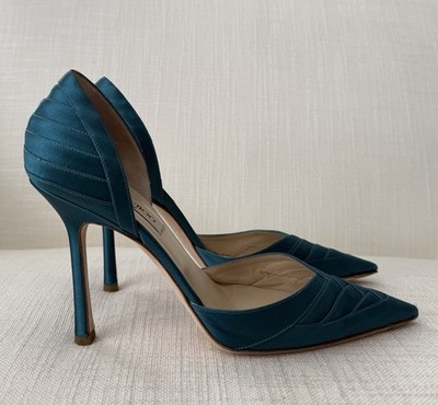 Jimmy Choo Vintage Pumps türkis Satin Heels Größe 40 leicht getragen