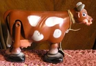 VINTAGE 1950's - 60's Large MILKING COW Walk-A-Way RAMP WALKER Toy  By MARX