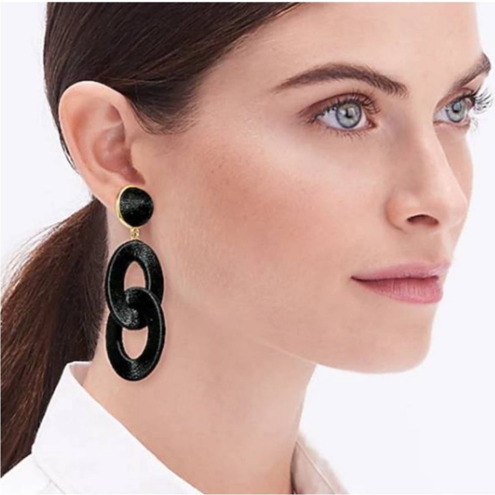 J Crew Interlocking Hoops Earrings Dangle Hoop Ca… - image 2