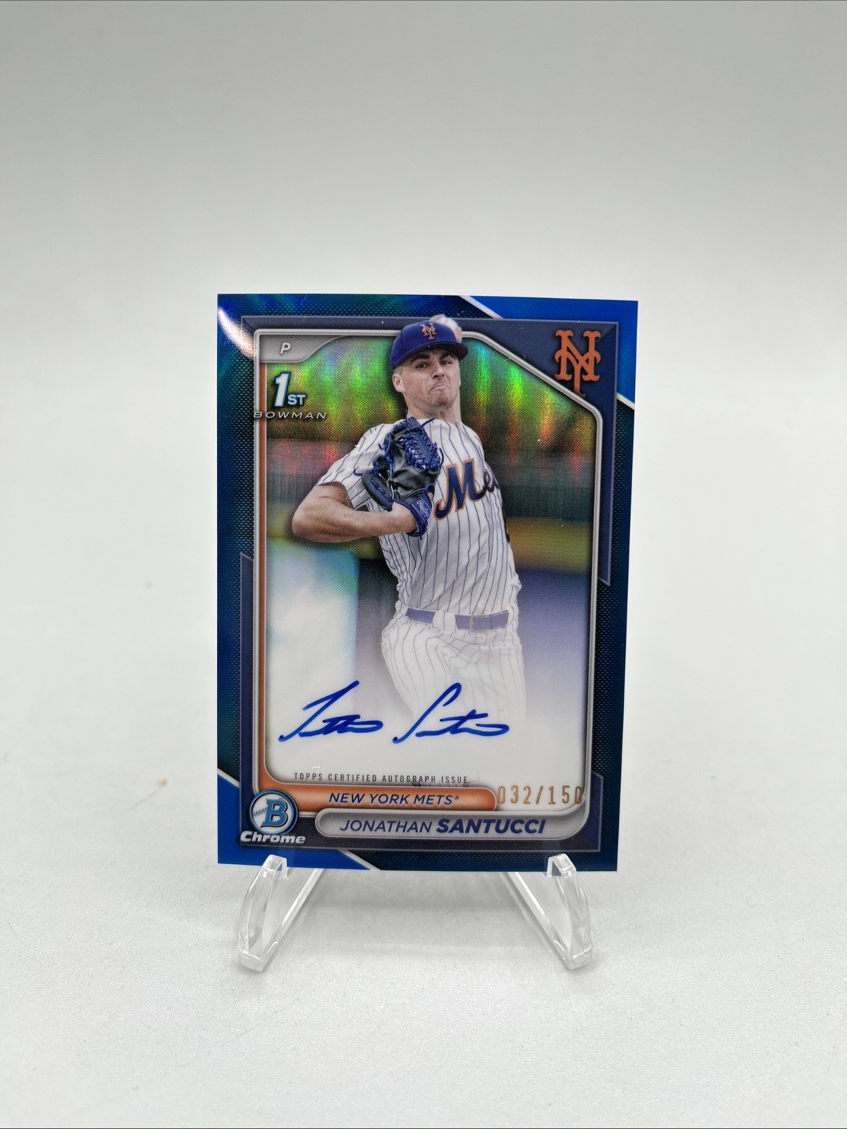 2024 Bowman Draft Baseball Jonathan Santucci 1st Bowman Chrome Blue Auto /150