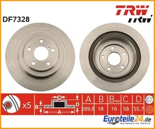 2pcs Brake Disc TRW DF7328 for Subaru Legacy IV Forester