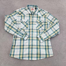 Wrangler Shirt Mens XL Plaid Western Pearl Snap Long Sleeve Button Up Casual