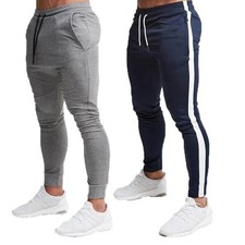 Men Skinny Tracksuit Bottoms Slim Fit Joggers Sweat Trousers Pants Jogging Gym