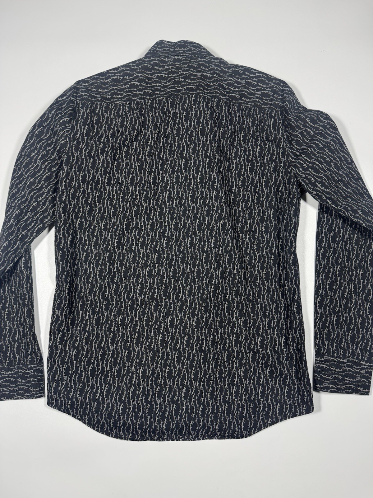 Salvatore Ferragamo Script Logo Button Shirt Blac… - image 9