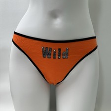 Vintage Y2K WILD String Thong Panties Size 8 Orange McBling Rhinestone NWT