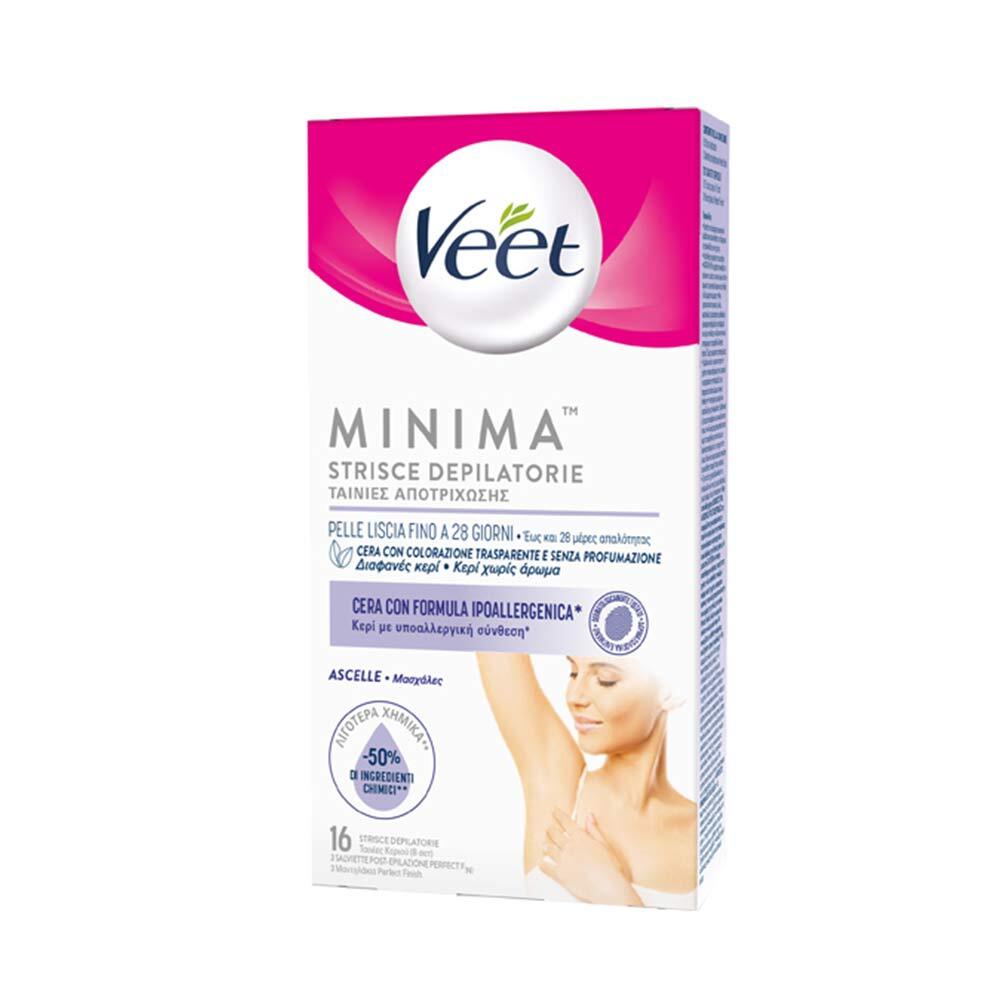 Veet Minima - Strisce Depilatorie Ascelle Ipoallergeniche, 16 Strisce