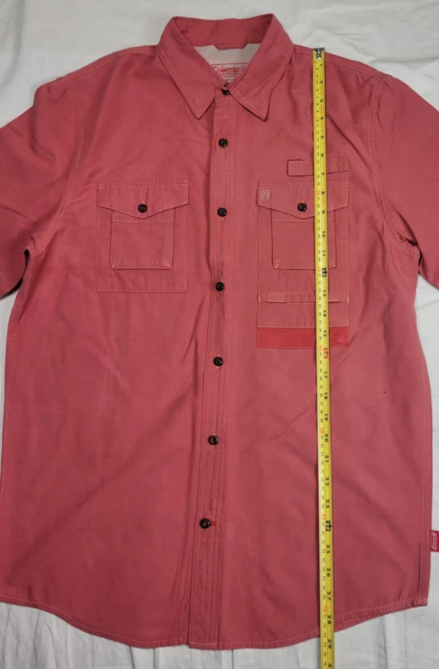 Coleman Men's Short Sleeve Shirt Size Medium Salmon Vented - Image 2 of 4