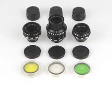 Lens Vintage Soviet  Set 3 pcs Black Magic Tair-41 Vega-7 Mir-11m Kiev-16U BMPCC