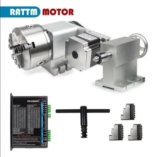 CNC 4th A Drehachsen-Kit 3 Backe K11-130 mm Spannfutter Verhältnis 4:1 mit 100 mm Tailstock - Bild 9 von 11