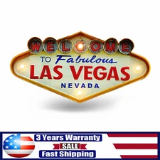 Vintage LED Light Metal Neon Signs Welcome to Las Vegas Pub Cafe Wall Decor