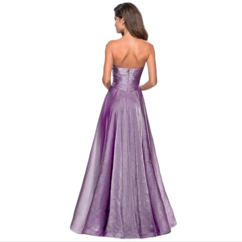 Maxi Vestido de Organza Sin Tirantes La Femme Talla 18 $398 Orquídea Metálica *1285 - Imagen 4 de 5