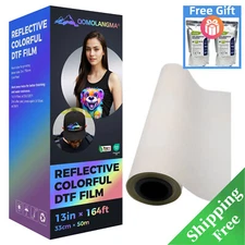 Reflective Colorful 13" x 164ft DTF Film Cold Peel For Heat Transfer Printing