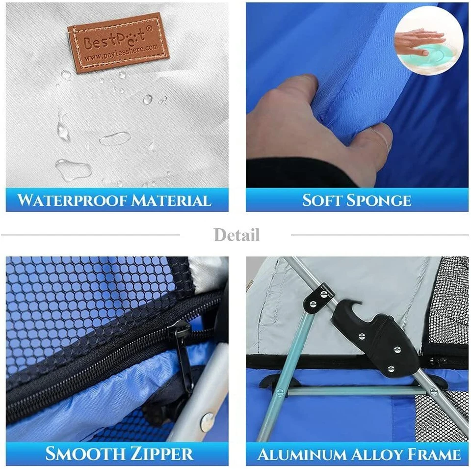 Pet Stroller 4 Wheels Posh Folding Waterproof Portable Travel Cat Dog Stroller - Image 3 of 4