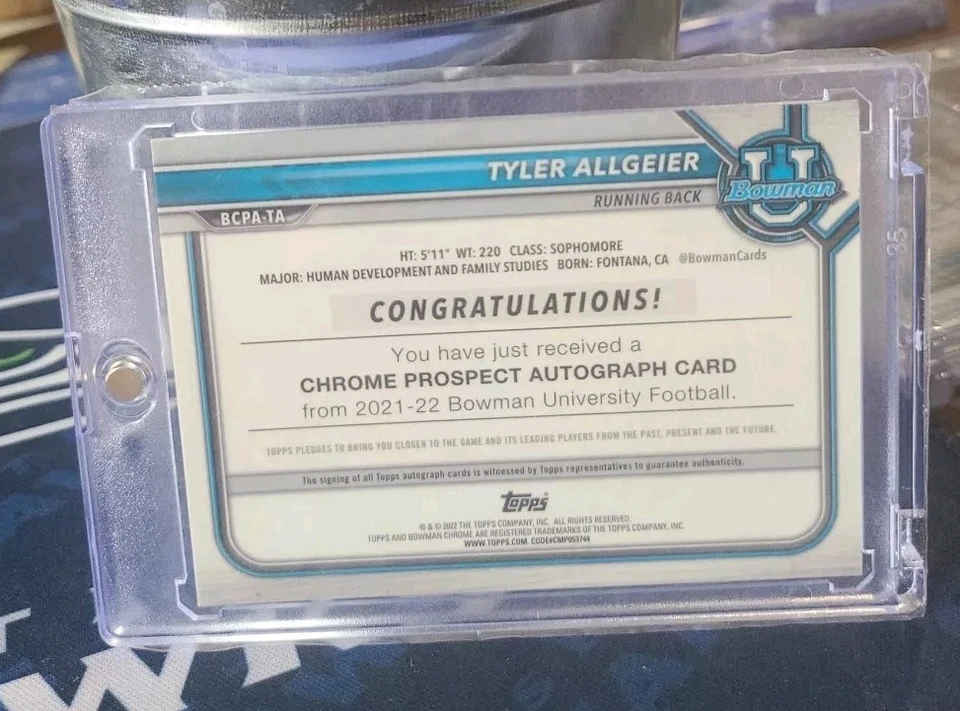 2022 Bowman 1st Tyler Allgeier Gold Lava Wave Chrome Refractor RC /50 - Image 3 of 3