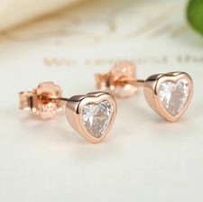 Tiny Crystal Heart Stud Earrings