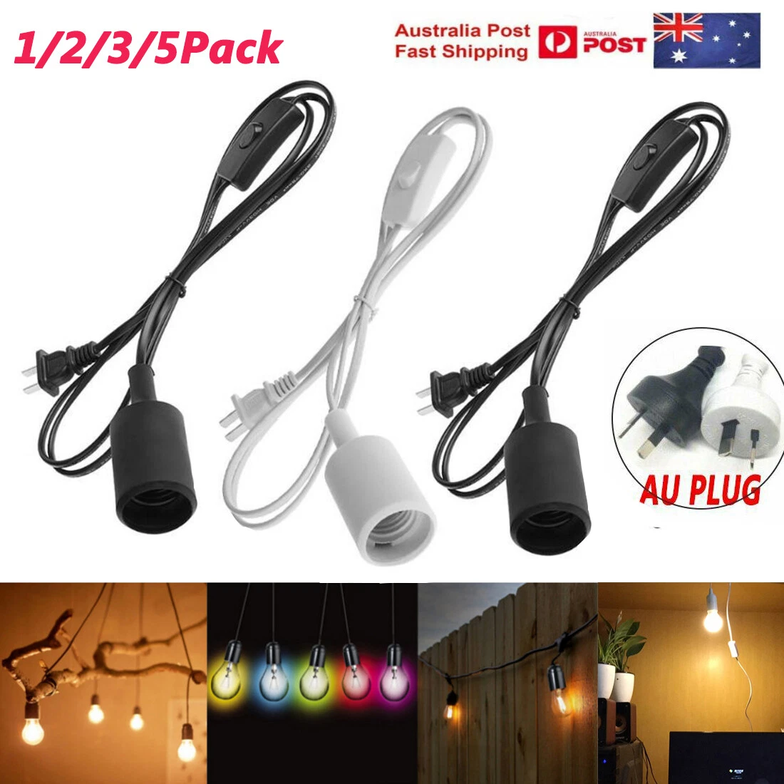 Light bulb with top cord and switch