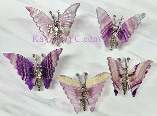 Wholesale Lot 5 PCs Natural Fluorite Butterfly 🦋 Healing Energy