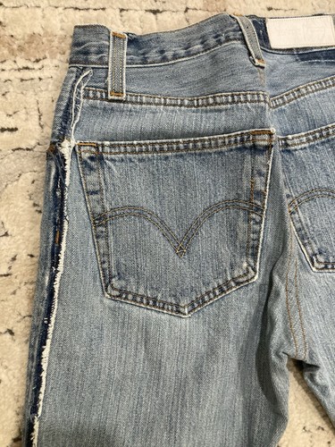 Levi's Re/Done Womens 24 Blue Jeans Distressed Ripped Detail Raw Side Hem - Picture 7 of 9