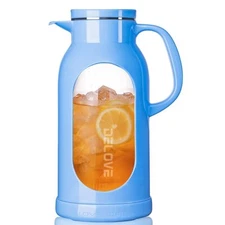 68 oz/2 Liter Glass Pitcher with Shatterproof Shell - Heat Resistant Glass Li...