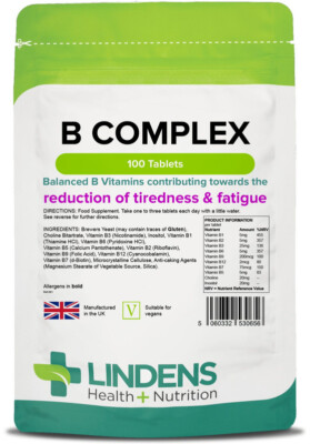 Lindens Vitamin B -Komplex (B1 B2 B3 B5 B6 B9 B12 Folsäure) Tabletten