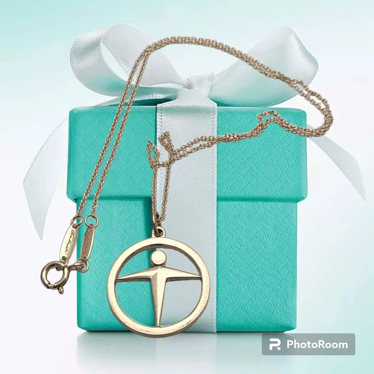 TIFFANY CO. MANPOWER UNITY PENDANT NECKLACE STERLING SILVER SIGNED