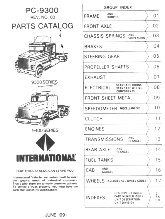INTERNATIONAL TRUCK PC-9300 PARTS CATALOG 9300 AND 9400 SERIES PDF