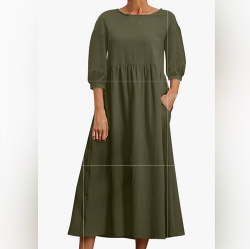 NWT Hunter Green 3/4 Sleeve Shift Dress- Pockets - XL