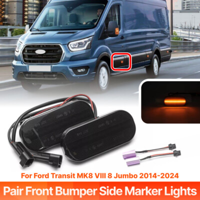 Pair LED Side Marker Light Lamp Smoked For 2014-2024 Ford Transit MK8 Jumbo
