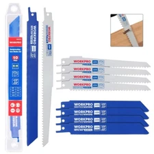 WORKPRO 10PCS Reciprocating Saw Blade Sets BIM Saw Blades for Metal Wood Cutting
