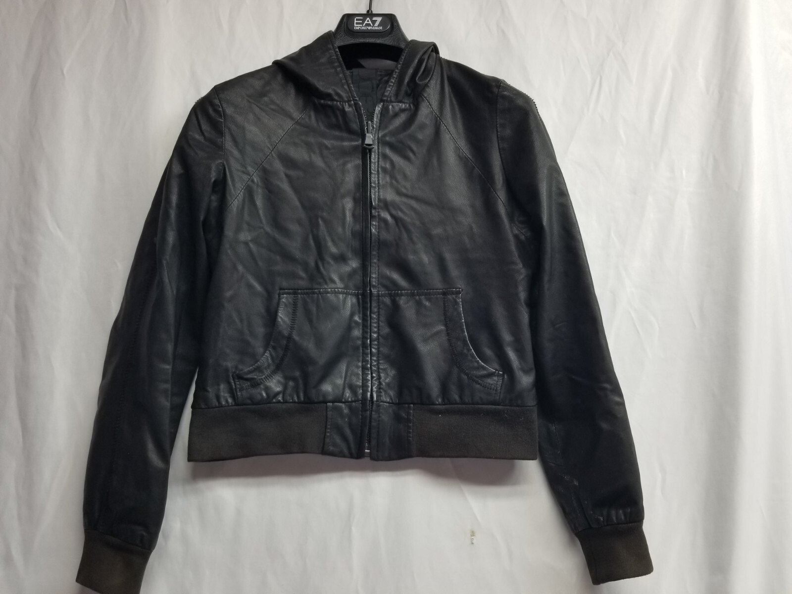 JOE’S JEANS Jacket Women’s Small Leather Hooded Zip Up Ladies black eBay
