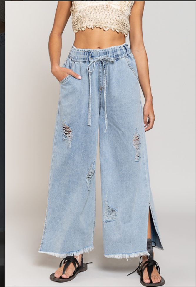 POL Jean Drawstring Pant Women's Vintage Blue Relaxed Jean POL Jean Drawstring Pant Women's Vintage Blue Relaxed Jean