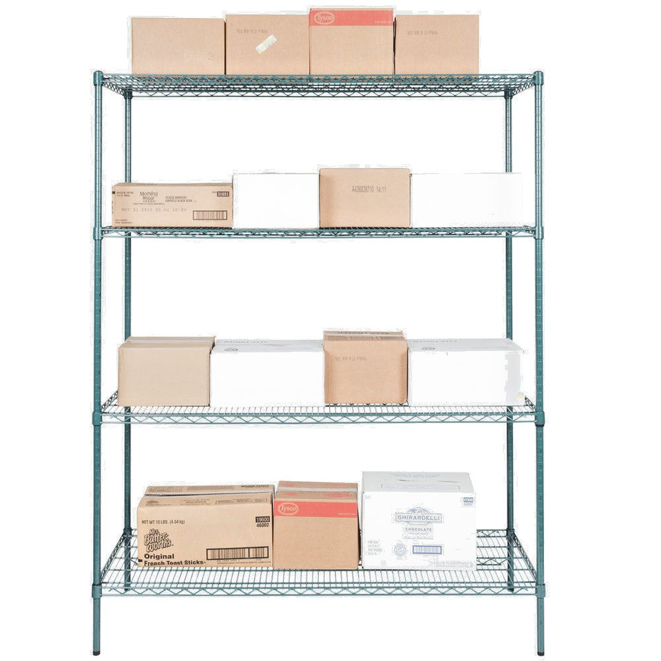 Heavy Duty 24 x 60 x 74 Green Epoxy Wire Walk In Cooler Shelf Rack ...