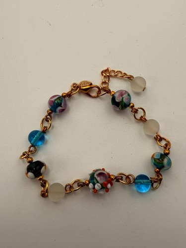 Genuine Murano Glass Bracelet – Made in Italy – Handcrafted Floral Lampwork