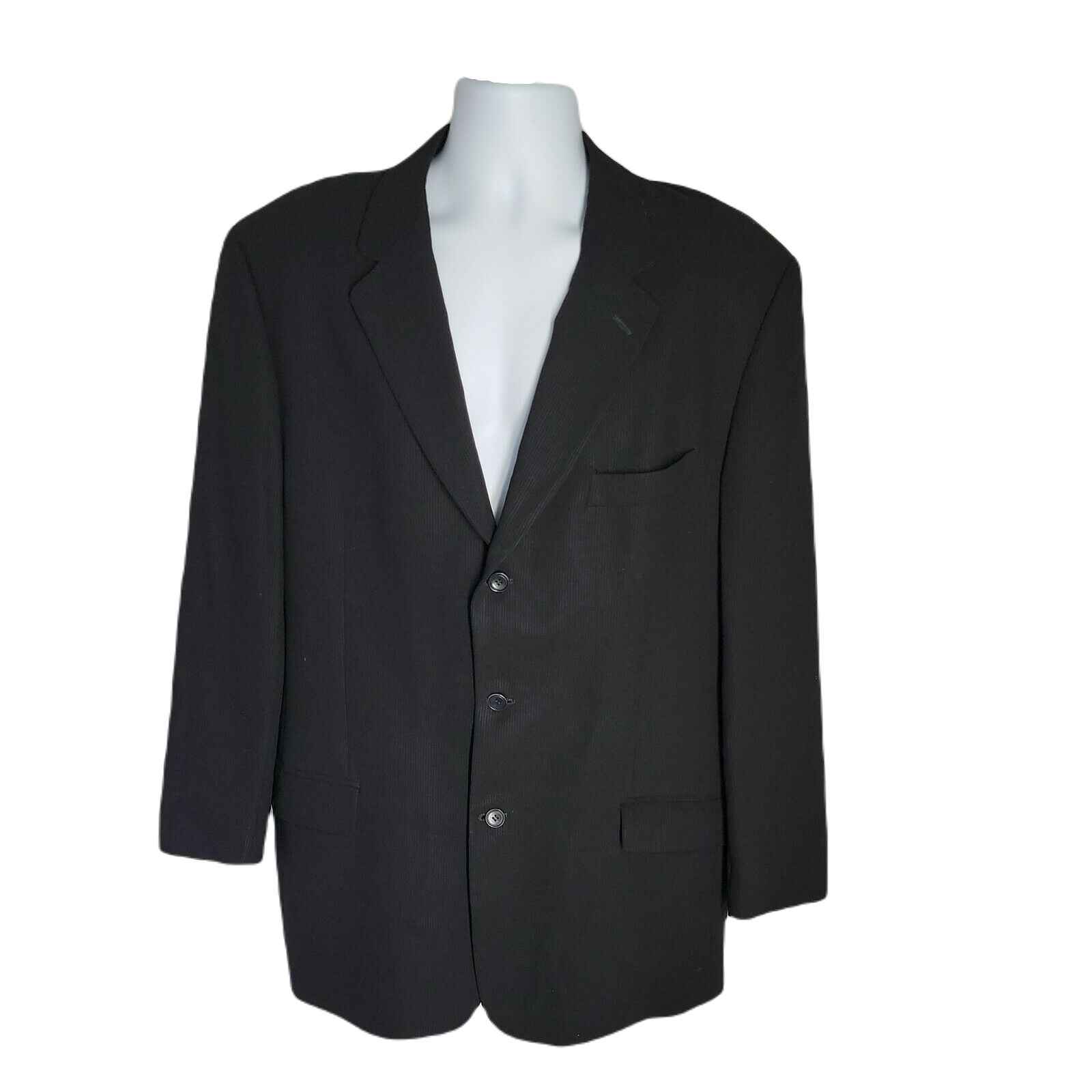 Calvin Klein Black 3-Button Suit Jacket Size 44L Lined Classic Fit