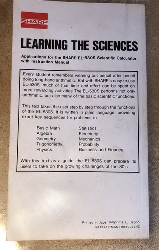 SHARP LEARNING THE SCIENCES Edición 1984 para la Calculadora Científica EL-530S - Imagen 5 de 5