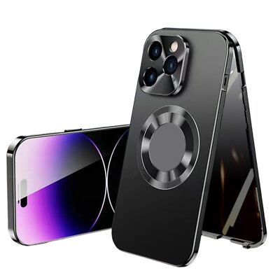 For iPhone 17 16 15 14 13 Metal Bumper Magnetic Full Body Privacy Anti Spy Case