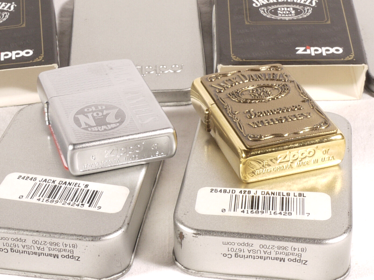 PRL) LOT 2 ZIPPO LIGHTER JACK DANIEL'S BRADFORD '07 24245