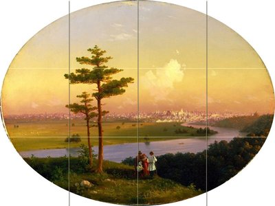 View of Moscow from Sparrow Hills Tile Mural Kitchen Wall Backsplash Art 24x18
