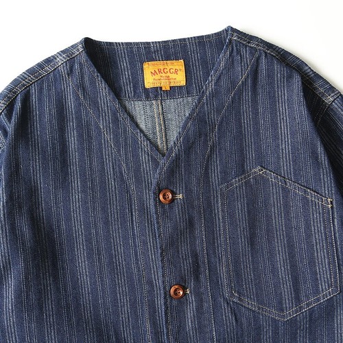 Retro Japanese Amekaji Style Button Up L/S Striped Baseball Jersey Shirt Jacket - Picture 9 of 18
