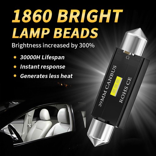 10x White LED Car Interior Map Dome Trunk Light 42mm 39mm 36mm 31mm Festoon Bulb - Picture 3 of 11