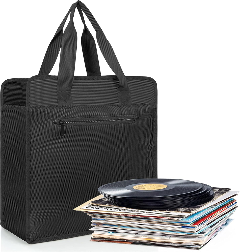 Vinyl Record Travel Carrying Bag - Durable LP Records Vinyl Albums Organizer