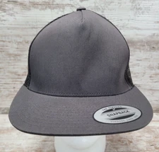 The Classics Yupoong Dark Gray Blank Trucker Mesh SnapBack Hat Adjustable Cap