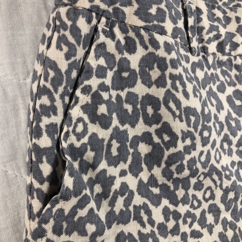 Cynthia Rowley Shorts Women’s Size 2 Gray Cream Leopard Animal Print Linen - Picture 5 of 12