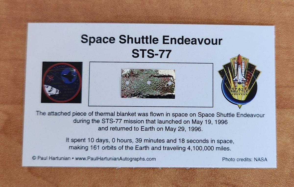 Own a Genuine Piece of Flown Space Shuttle Endeavour STS-77 Only