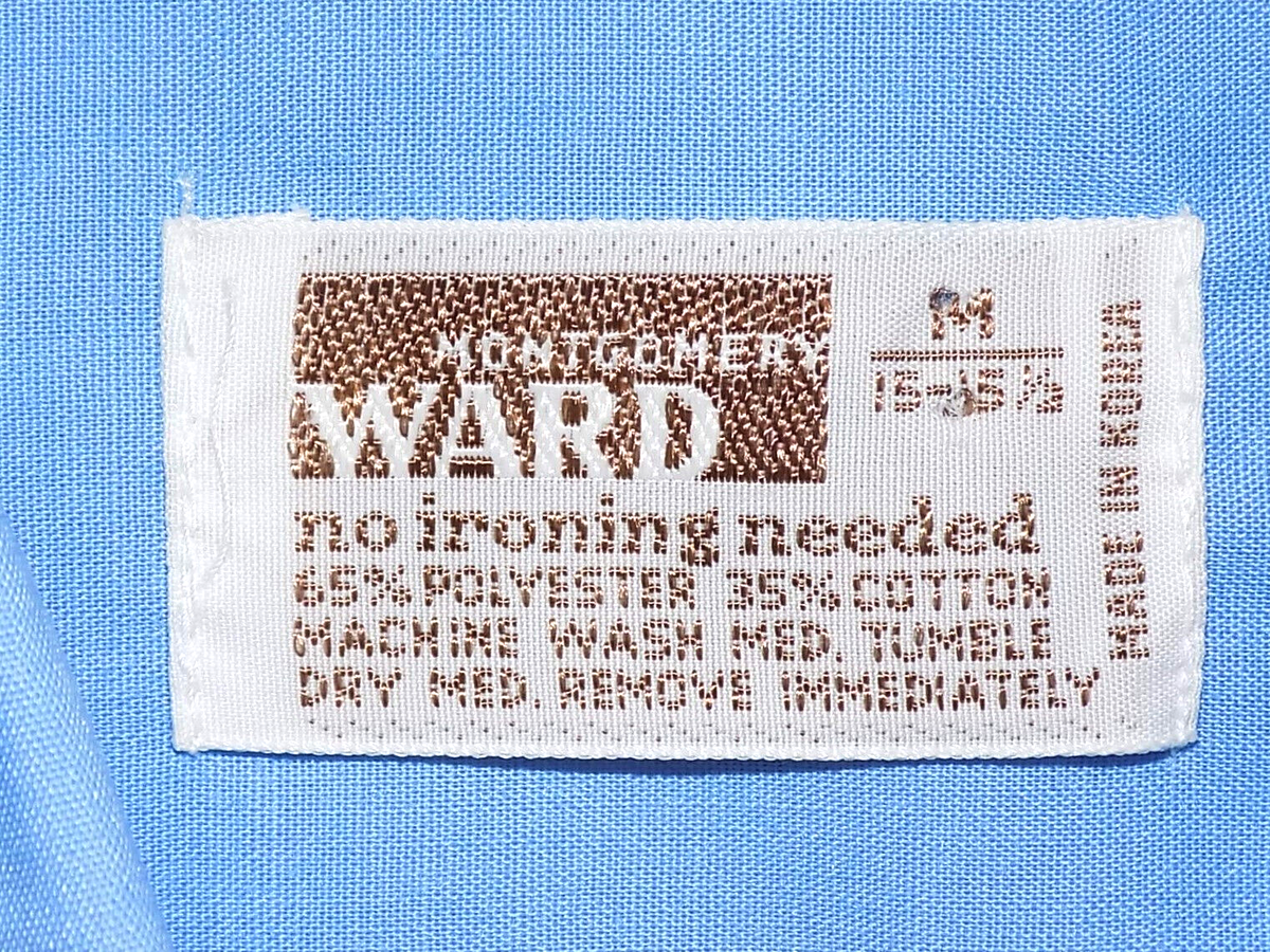 NEW! Vtg 60s MONTGOMERY WARD SHORT SLV DRESS SHIRT, DAGGER COLLAR