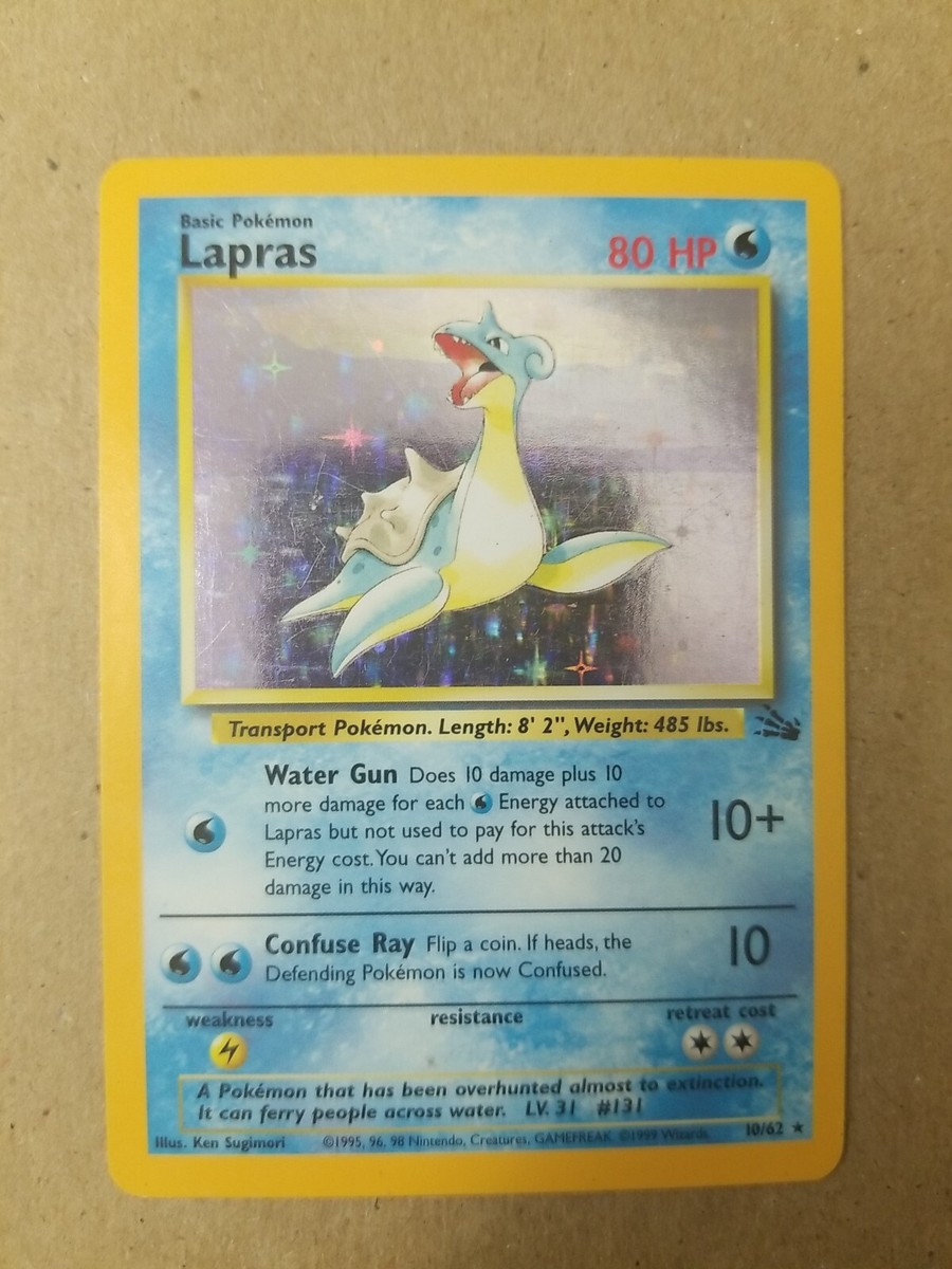 1999 lapras pokemon card 25/62 PSA 3 Rare (Fossil Pokemon 1999) + TitanCards® Toploader Toys style setup or your main portfolio 1999 POKEMON 1ST EDITION FOSSIL