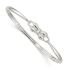 Sterling Silver Polished Bow Bangle Bracelet Gift for Mother