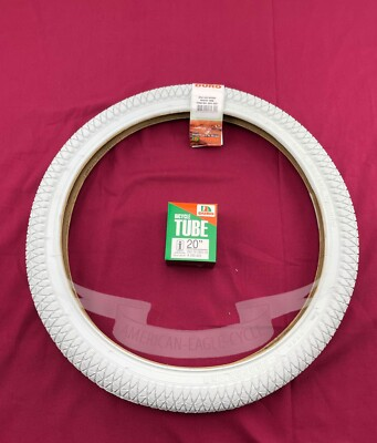 #ad NEW SINGLE BMX SOLID WHITE DURO TIRE IN 20 X 1.95 X PERFORMER TREAD WITH TUBE $28.48